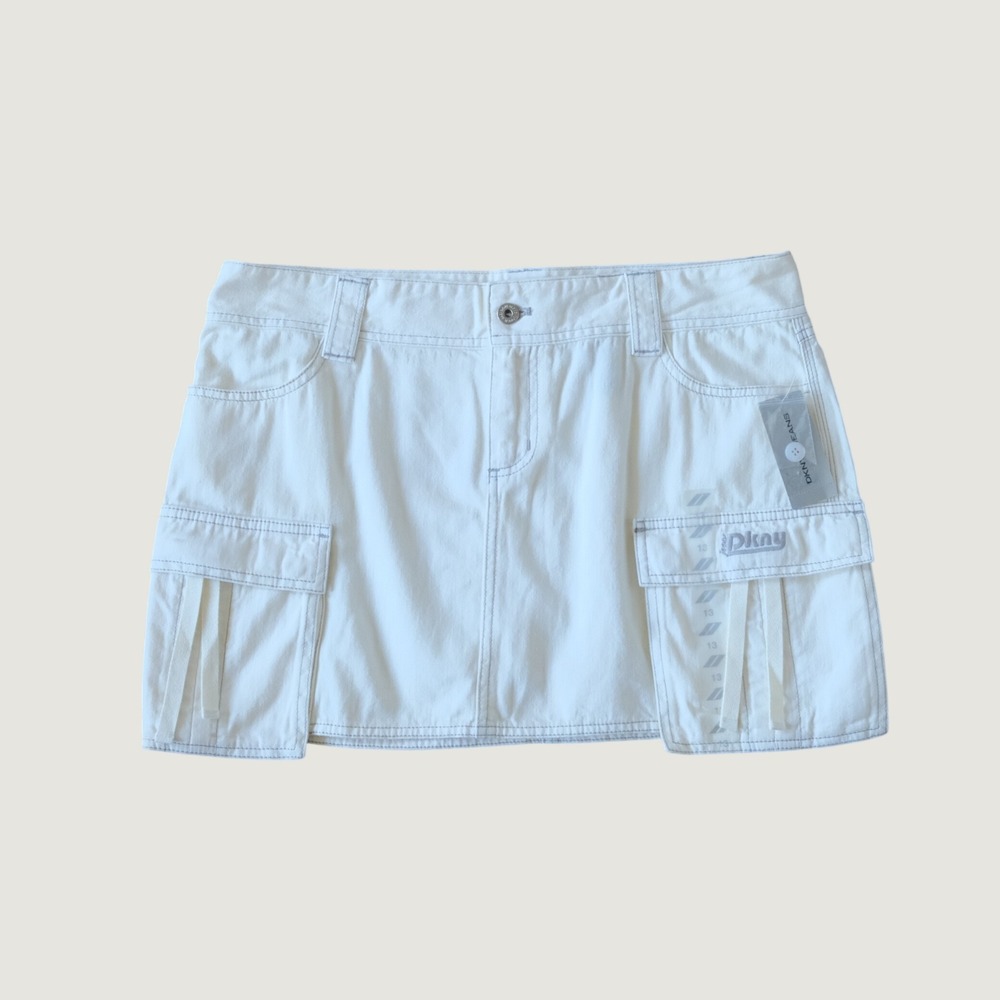 DKNY Jeans‎ Cargo Skirt Women White Utility Y2K Mini 13 Denim